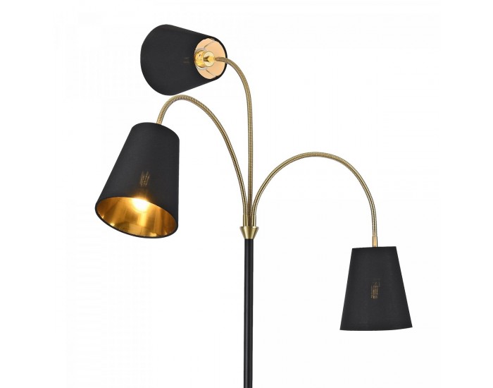 Подова лампа Wycombe с 3 светлини, черна / златна []