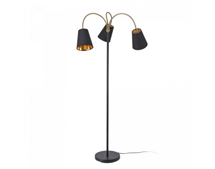 Подова лампа Wycombe с 3 светлини, черна / златна []