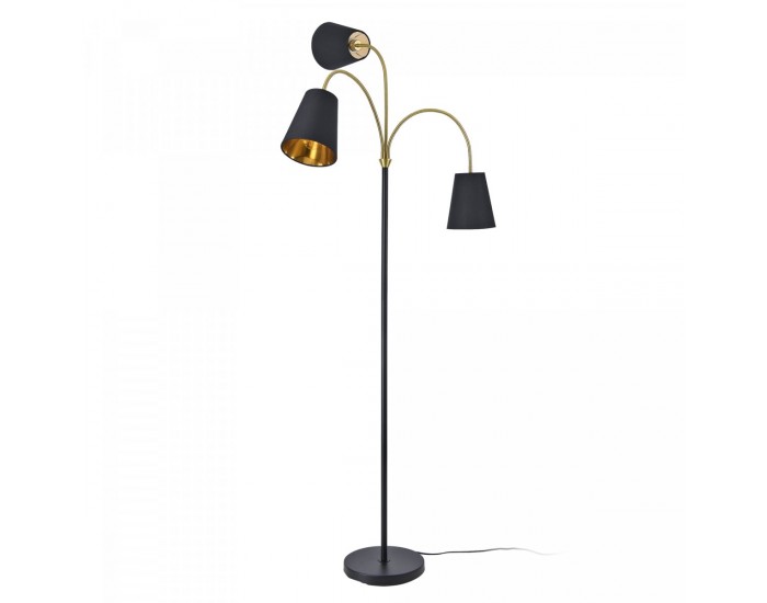 Подова лампа Wycombe с 3 светлини, черна / златна []