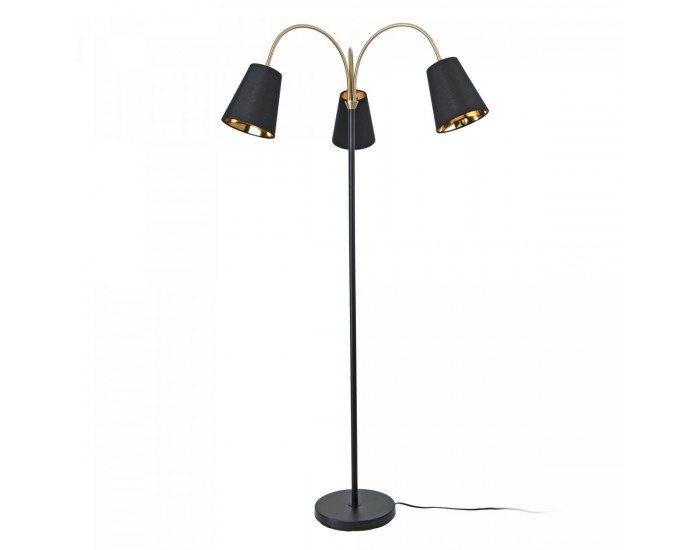 Подова лампа Wycombe с 3 светлини, черна / златна []