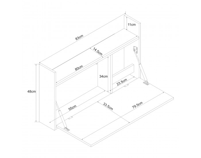 Сгъваемо бюро Rautalampi 83x48x14,5 см бяло/изглед дъб []