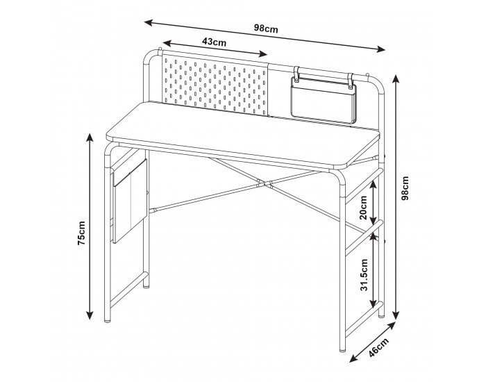Бюро Dyrøy 98x98x46cm бяло/дъб []