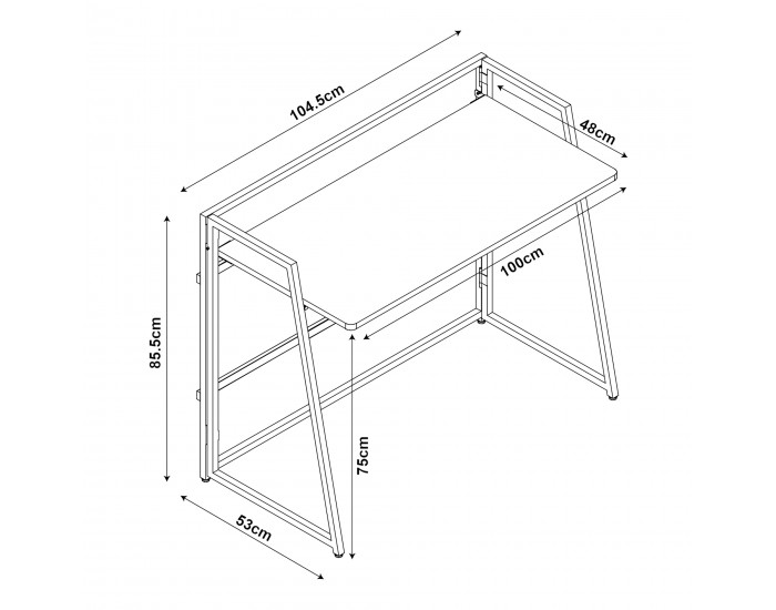 Сгъваемо бюро Ringerike 104.5x53x85.5cm черно/орех []