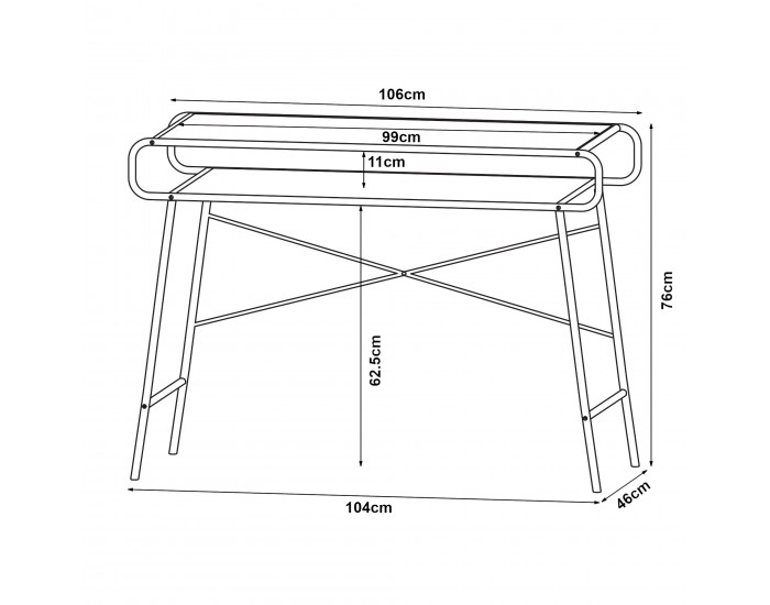 Бюро Krødsherad 76x106x46см черно/дъб []