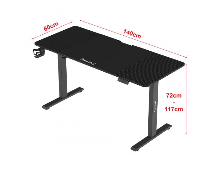 Маса с регулируема височина Stryn 140x60см черна []