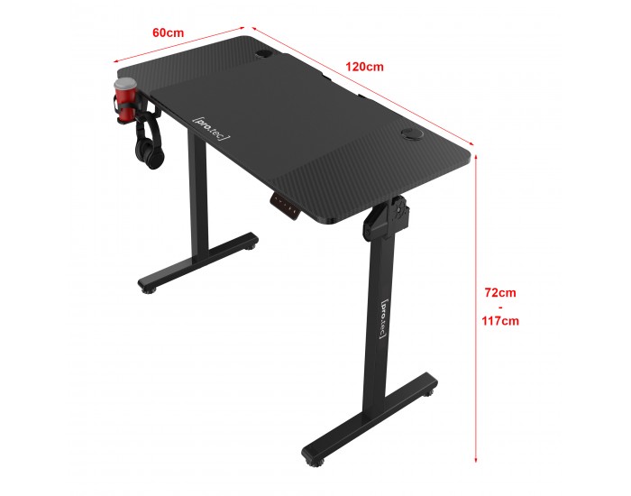 Маса с регулируема височина Stryn 120x60см черна []