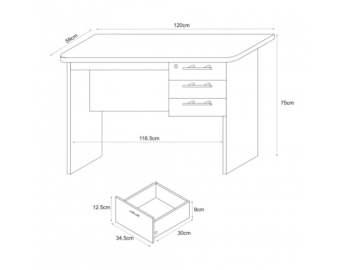 Бюро Ragunda с 3 чекмеджета []