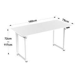 Бюро с регулируема височина Kirkkonummi 160x75cm бяло [] - Бюра
