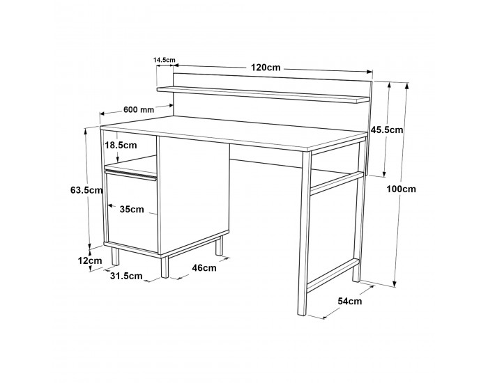 Бюро Fajaarire 120x60x100 см бяло []