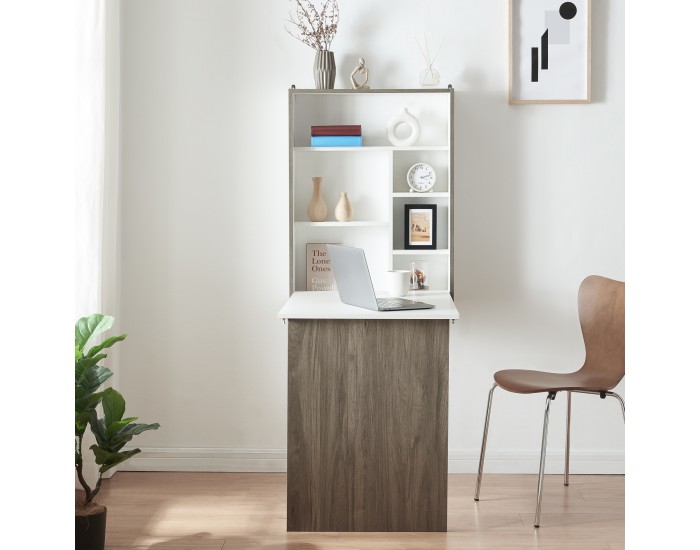 Стенна сгъваема маса Greve бяло / вид дърво []