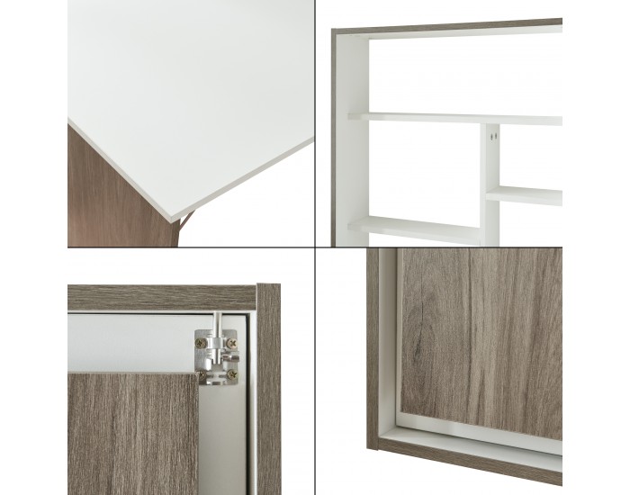 Стенна сгъваема маса Greve бяло / вид дърво []