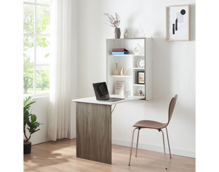 Стенна сгъваема маса Greve бяло / вид дърво []