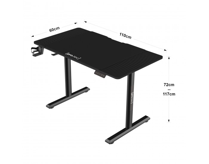 Маса с регулируема височина с колела Pomona електрическа 110x60cm Черна []