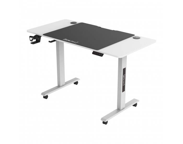 Маса с регулируема височина с колелца Stryn 120x60см бяла []