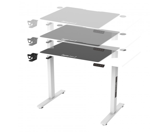 Маса с регулируема височина с колелца Stryn 120x60см бяла []