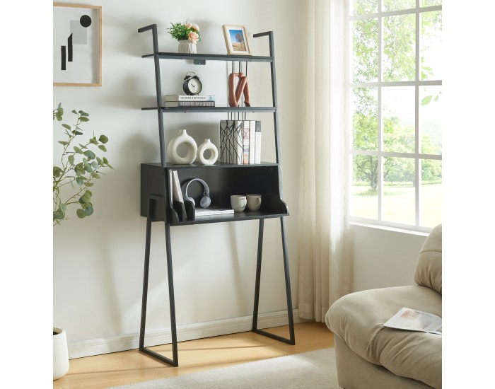 Бюро Storfjord с рафт стълба 184x80x40см черно []