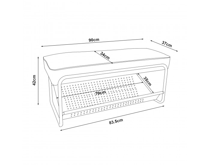 Пейка за обувки Lillehammer 90x37x42 см черен []