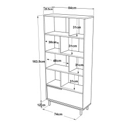 Библиотека Kvænangen 176x84x30 см дъб/ратан [] - Дневна