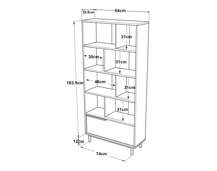 Библиотека Kvænangen 176x84x30 см дъб/ратан []