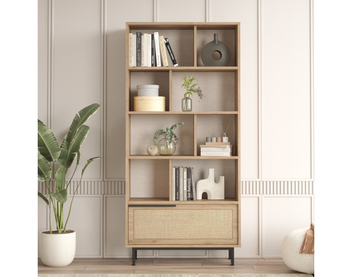 Библиотека Kvænangen 176x84x30 см дъб/ратан []