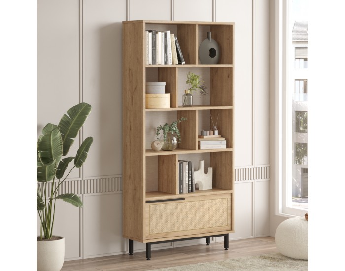 Библиотека Kvænangen 176x84x30 см дъб/ратан []