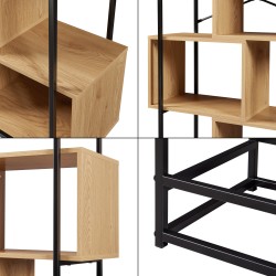 Етажерка Rennebu 194x80x33 см 5 отделения черно/дъб [] - Дневна