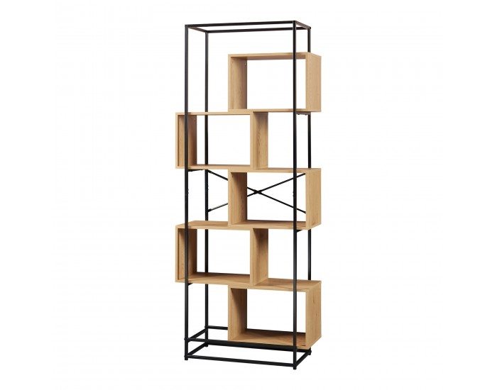 Етажерка Rennebu 194x80x33 см 5 отделения черно/дъб []