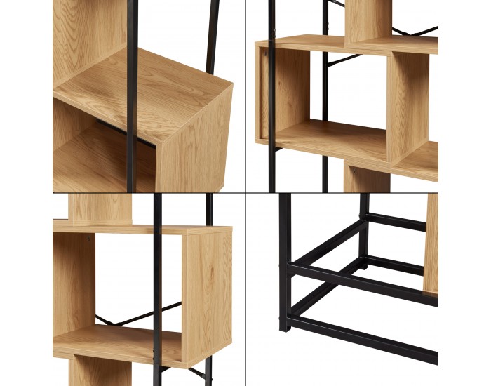 Етажерка Rennebu 160x80x33 см 4 отделения черно/дъб []