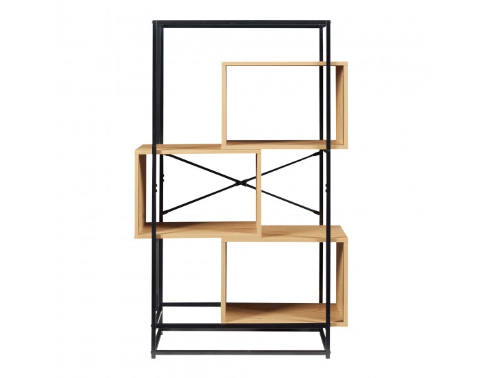 Етажерка Rennebu 126x80x33 см 3 отделения черно/дъб []