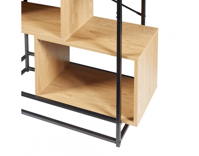 Етажерка Rennebu 126x80x33 см 3 отделения черно/дъб []
