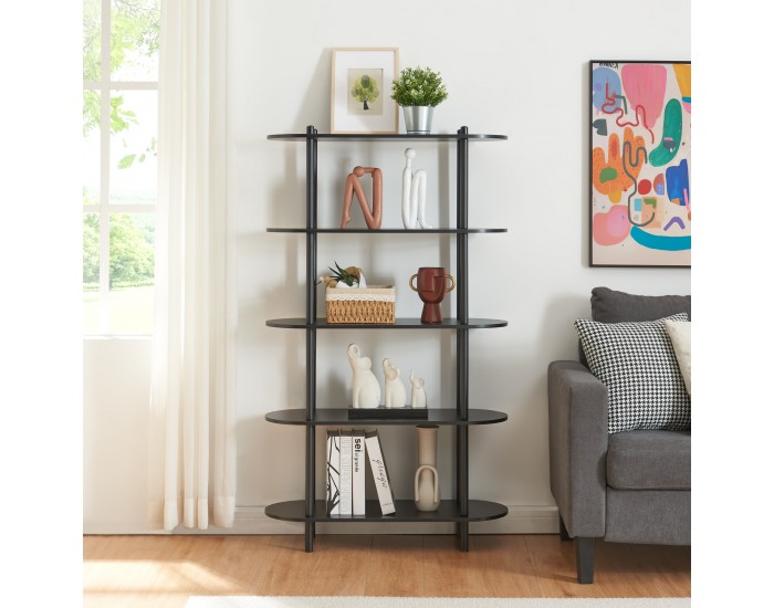 Библиотека Øvre 139x80x30 см 5 рафта Черен []