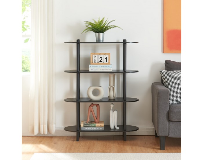 Библиотека Øvre 108x80x30 см 4 рафта Черен []