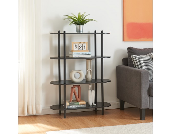 Библиотека Øvre 108x80x30 см 4 рафта Черен []