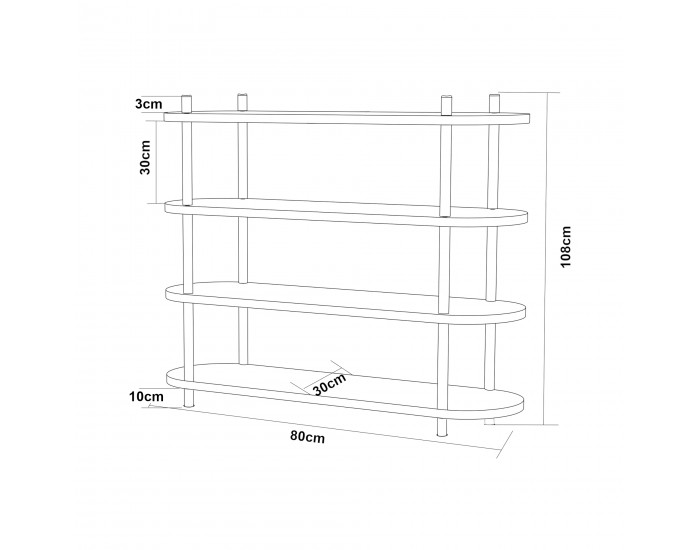 Библиотека Øvre 108x80x30 см 4 рафта Черен []