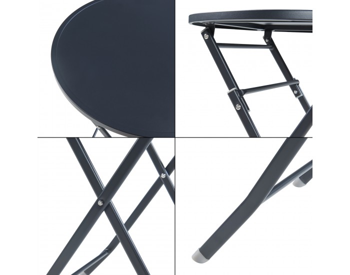 Сгъваема маса Sande стомана 71xØ62 cm черна []