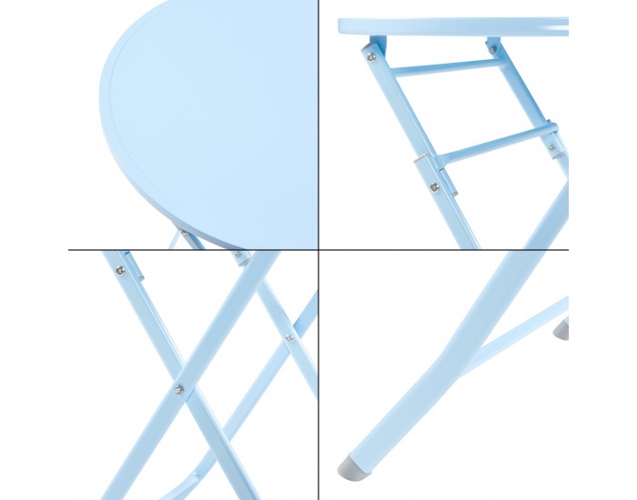 Сгъваема маса Sande стомана 71xØ62 cm небесно синьо []