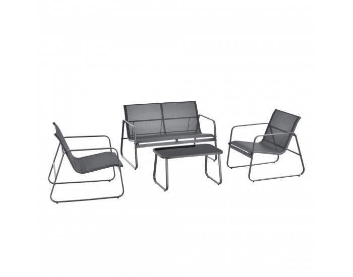 Комплект градински мебели Anzi от 4 части, сив []