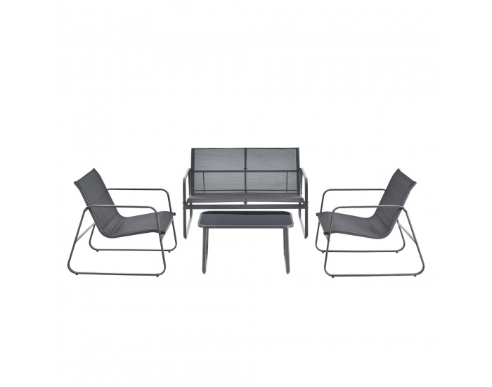 Комплект градински мебели Anzi от 4 части, сив []