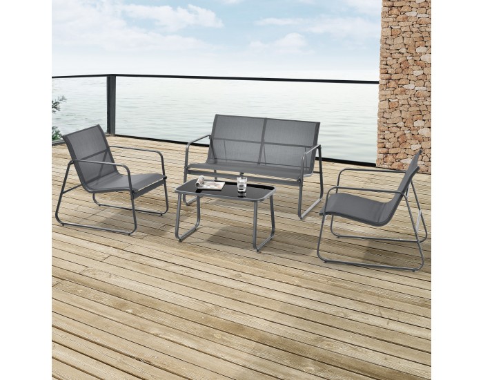 Комплект градински мебели Anzi от 4 части, сив []