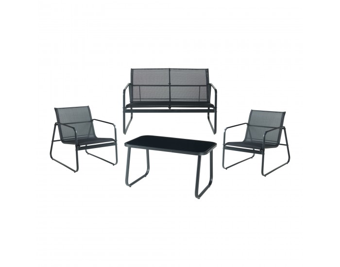 Комплект градински мебели Anzi от 4 части, черен []