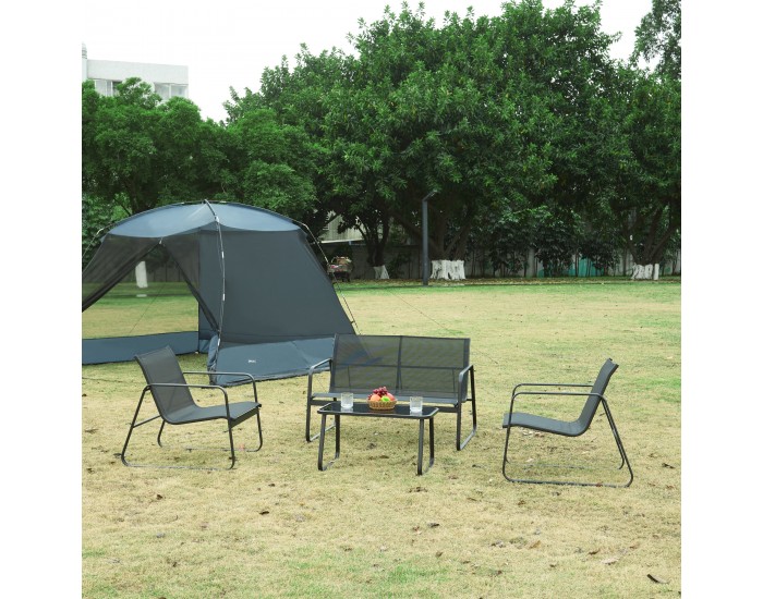 Комплект градински мебели Anzi от 4 части, черен []