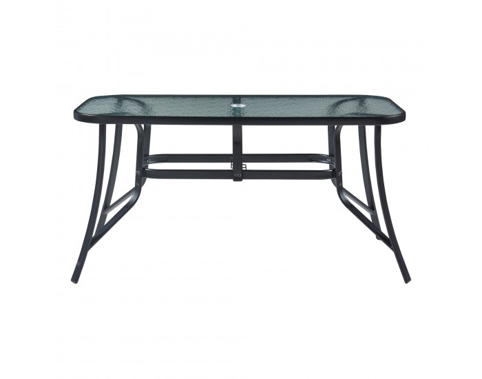 Комплект градински мебели Aradeo от 7 части, черен []