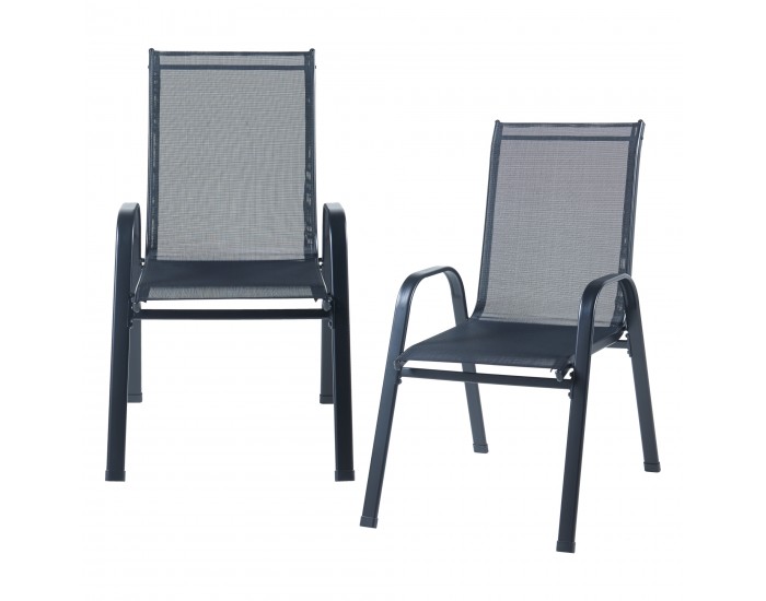 Комплект градински мебели Aradeo от 7 части, черен []