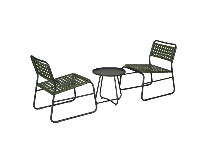 Комплект за бистро Brienza от 3 части, полиратан, зелен []