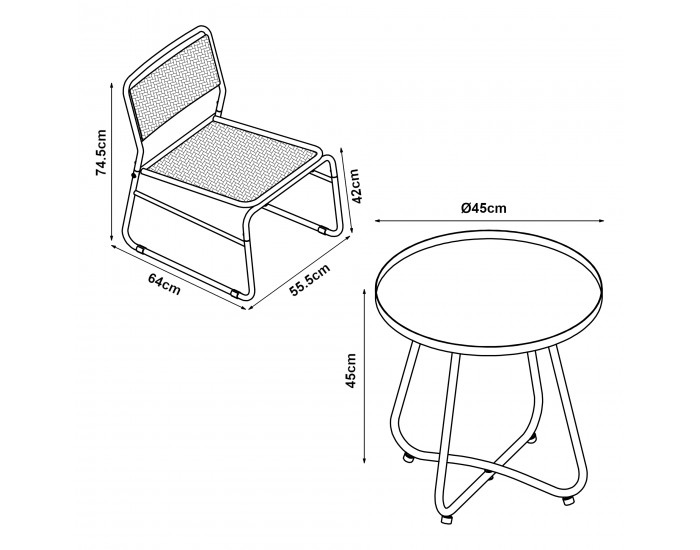 Комплект за бистро Brienza от 3 части, полиратан, зелен []
