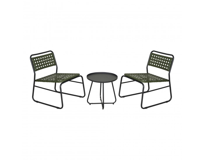 Комплект за бистро Brienza от 3 части, полиратан, зелен []