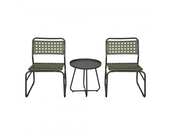 Комплект за бистро Brienza от 3 части, полиратан, зелен []