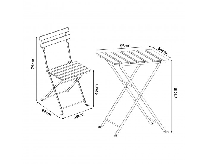 Бистро комплект Bovino 3 части, акациево дърво []