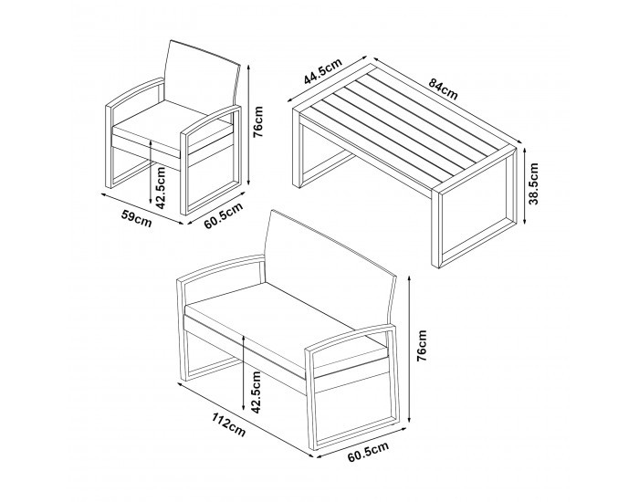 Комплект градински мебели Calciano 4 части. []