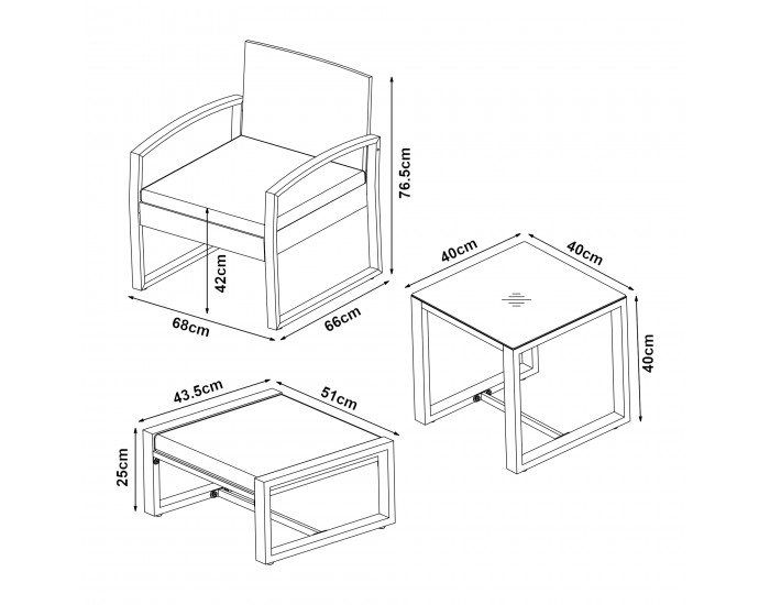 Комплект градински мебели Calvello 5 части []